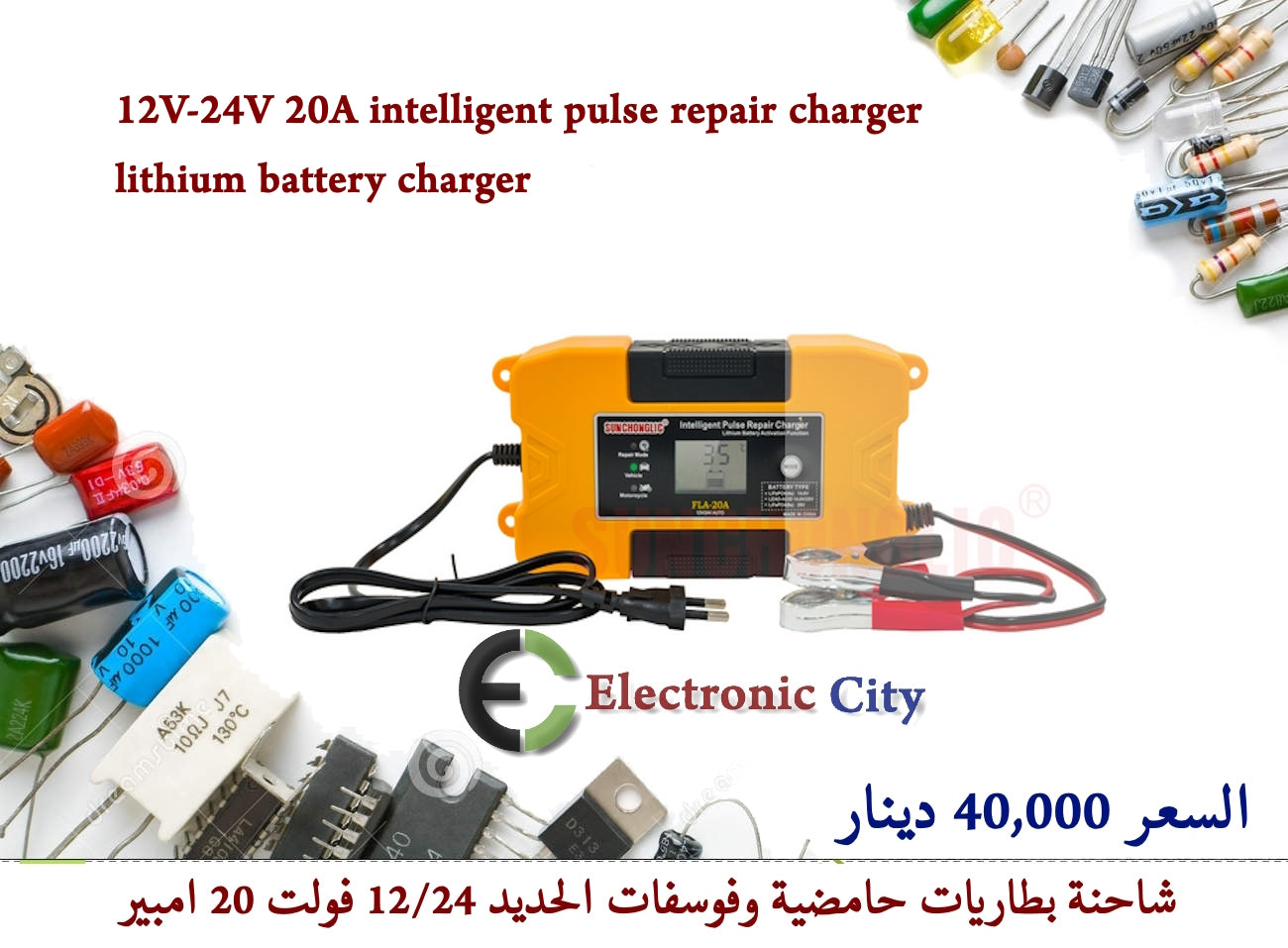 12V-24V 20A intelligent pulse repair charger lithium battery charger