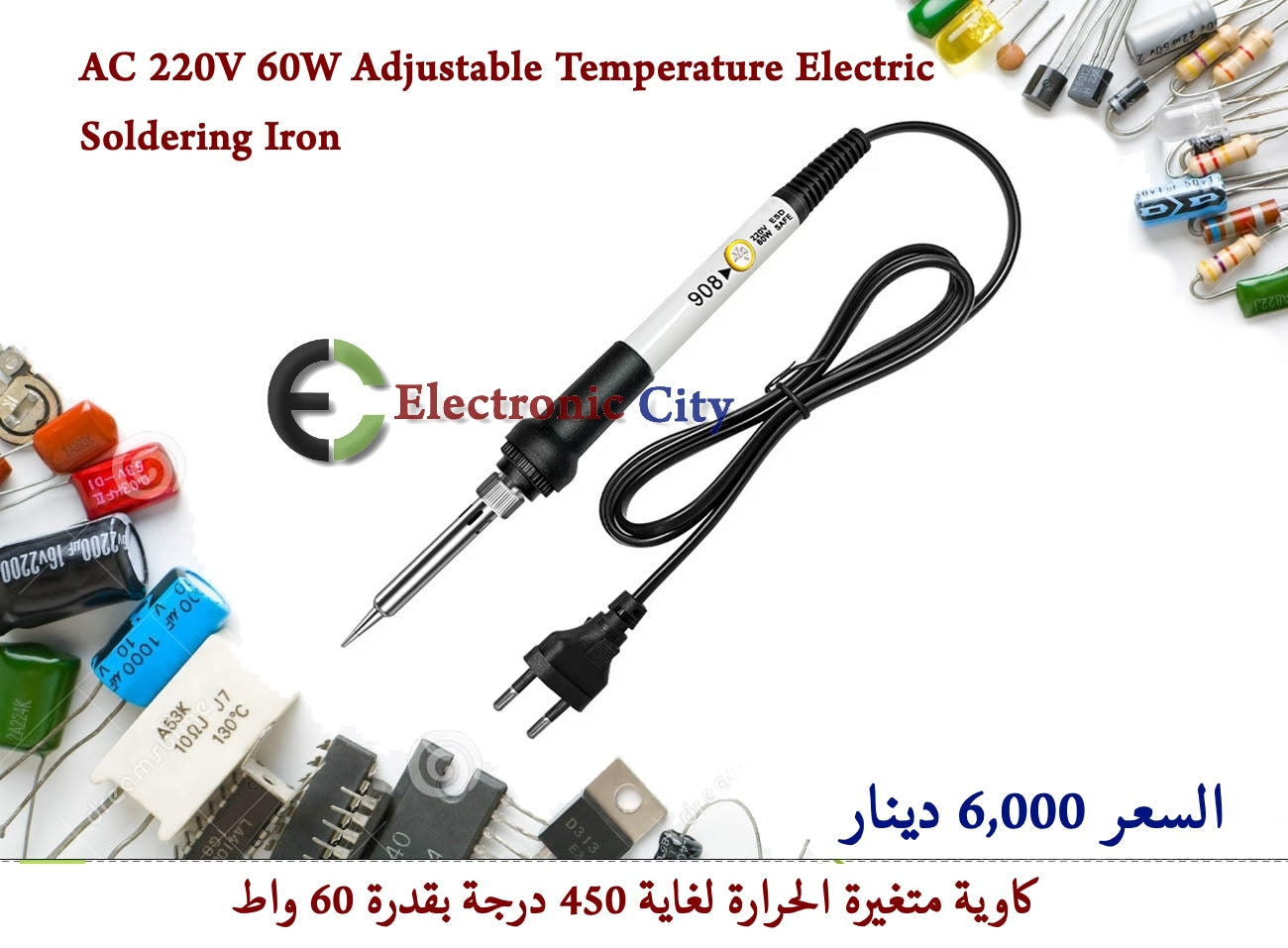 AC 220V 60W Adjustable Temperature Electric Soldering Iron 050578W