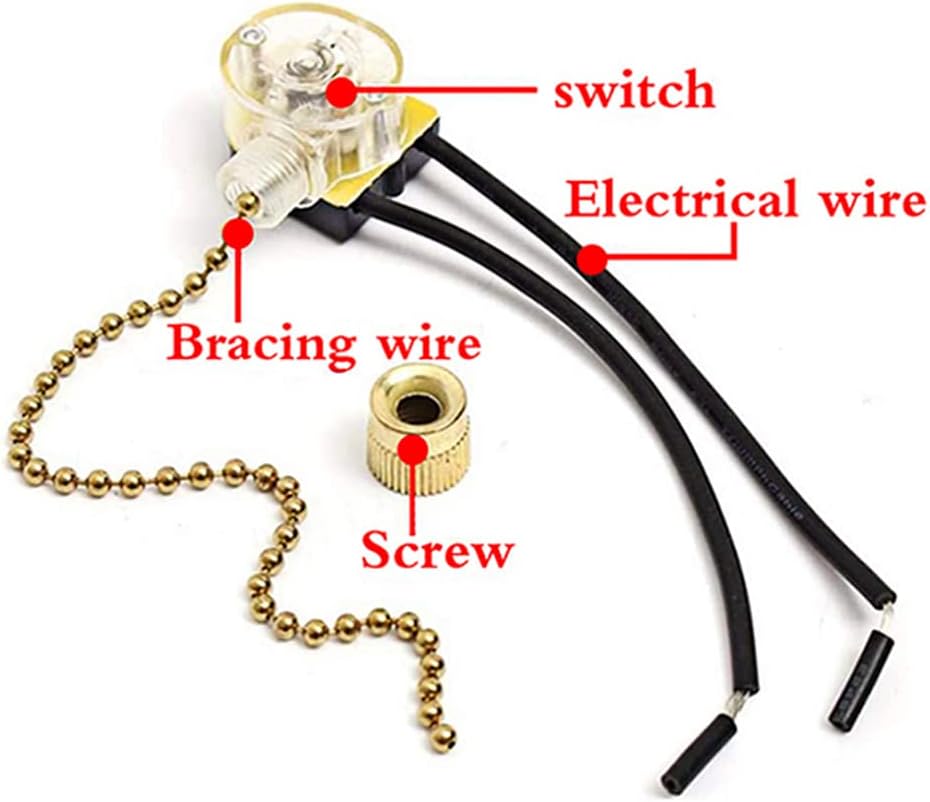 Akahttbn Ceiling Fan Light Switch Zing Ear ZE-109,Two-wire On-Off Control Pull Chain Switch Compatible with Hunter Ceiling Fans Wall Lamps