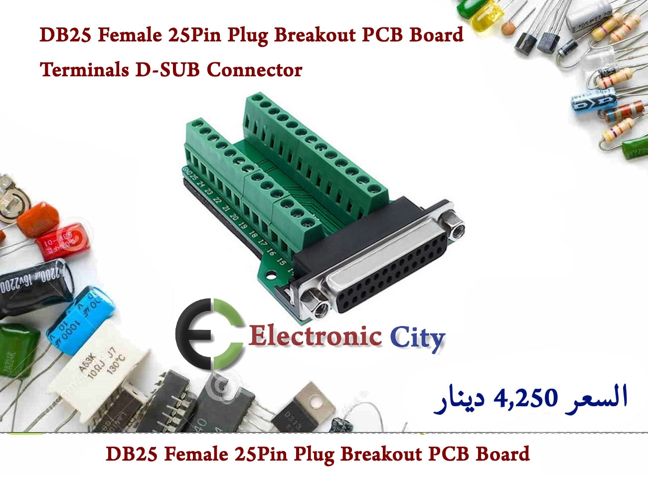 DB25 Female 25Pin Plug Breakout PCB Board Terminals D-SUB Connector #X1 GYEP0120-002