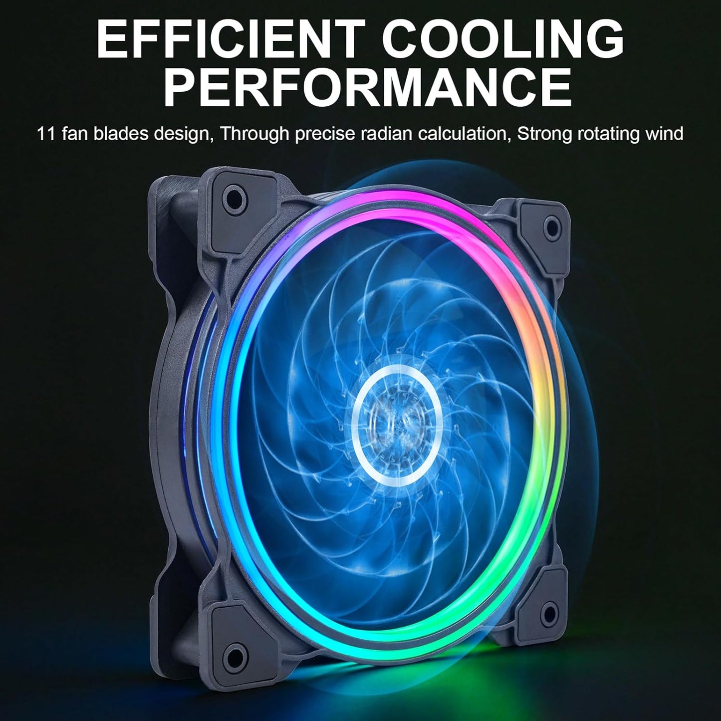 DS 120MM LED Addressable RGB Case Fan with Controller for Computer Cases, Side Lighting for PC CASE, CPU Coolers, Radiators System (3pack RGB Fans, 2pack LED Strips, 1th Gen DS HUB Box, G Series)