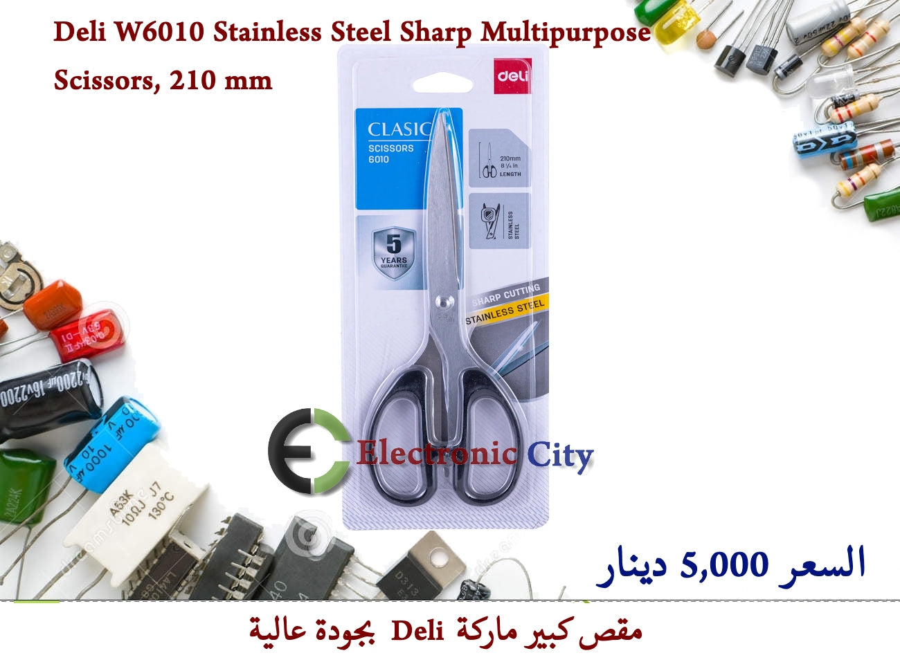 Deli W6010 Stainless Steel Sharp Multipurpose Scissors, 210 mm