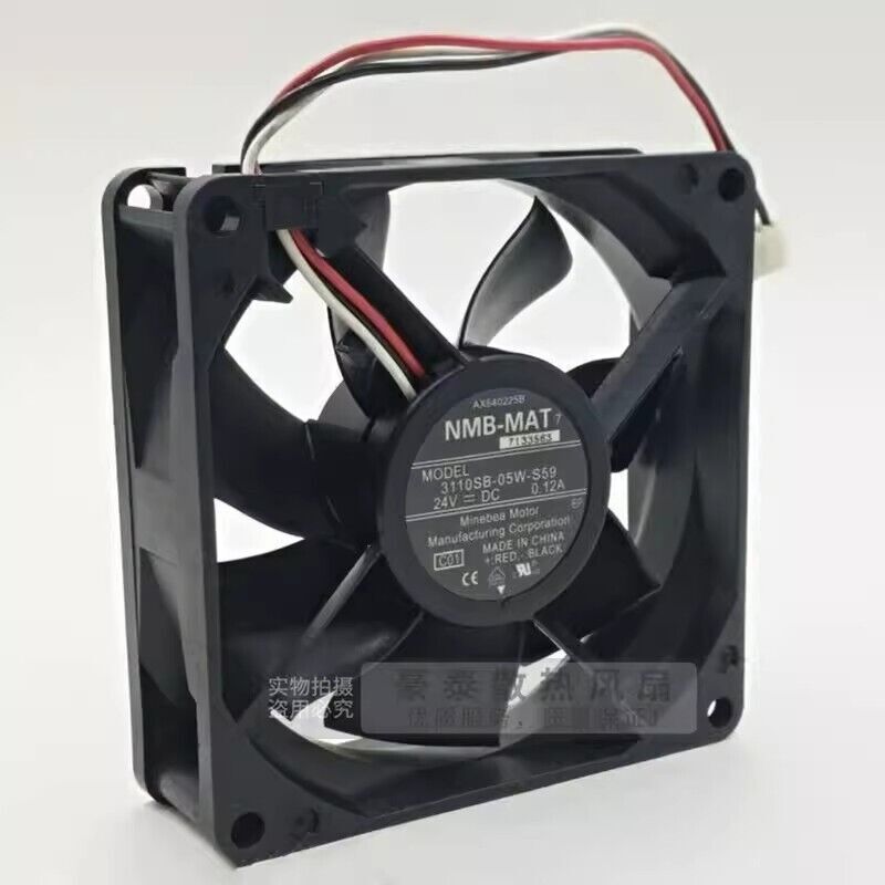 NMB-MAT 3110SB-05W-S59 8025 DC24V 0.12A 3-Pin Inverter Cooling Fan (Used)