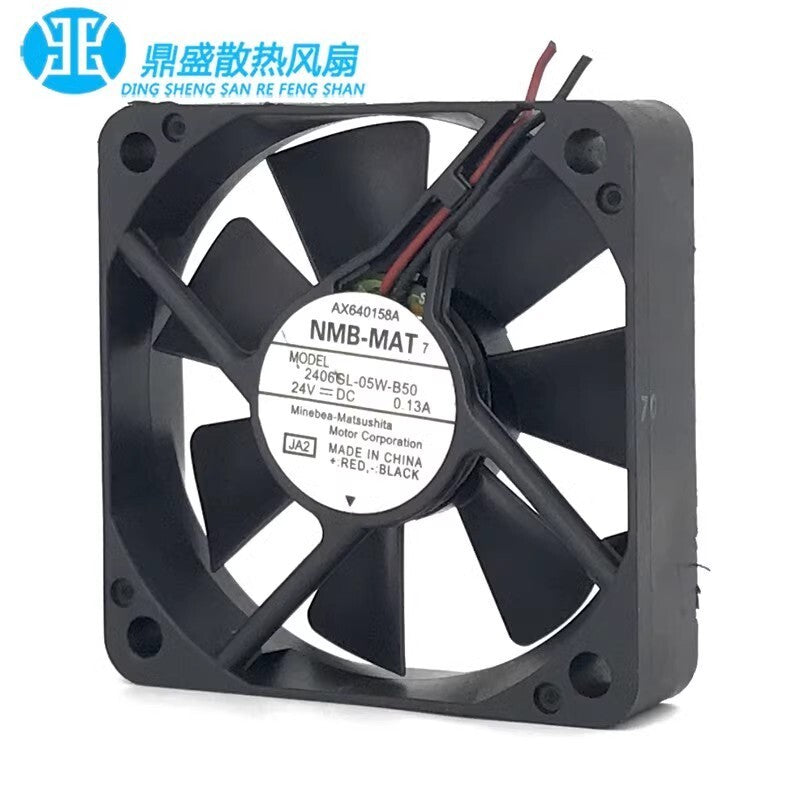 NMB 2406GL-05W-B50 6015 DC24V 0.13A 6CM 2-Wire Dual Ball Cooling Fan (Used)