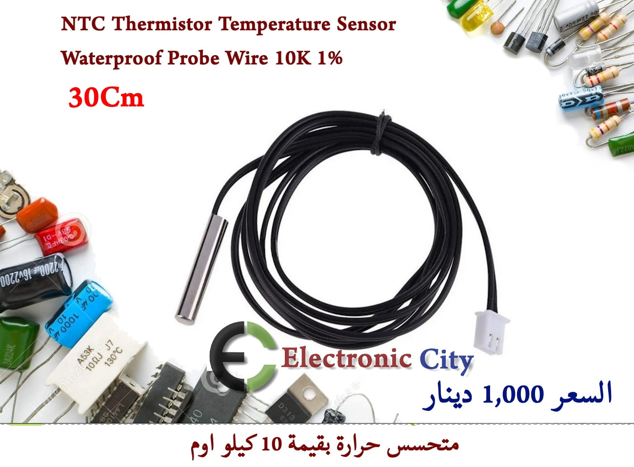 NTC Thermistor Temperature Sensor Waterproof Probe Wire 10K 30Cm #J4 X52083