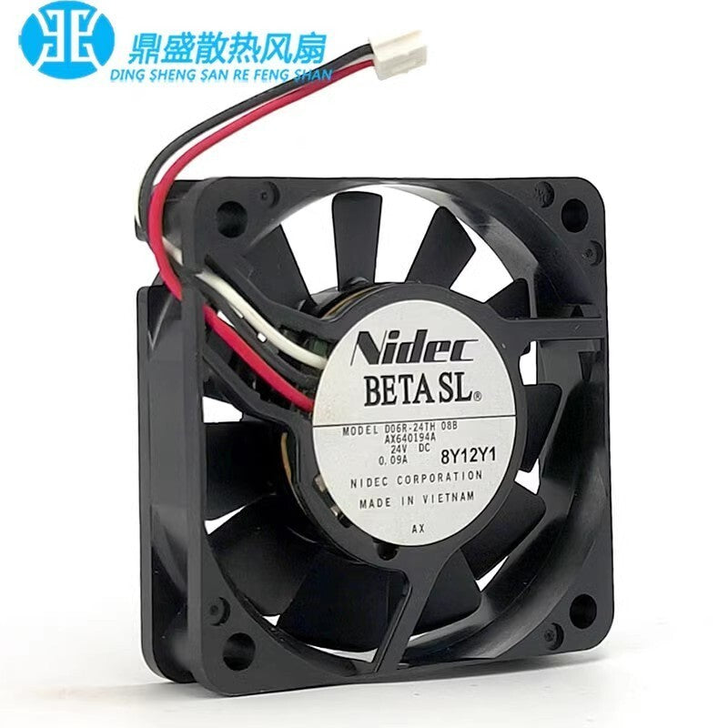 Nidec D06R-24TH 08B 6015 24V 0.09A 6CM 3-Pin Inverter Cooling Fan (Used)