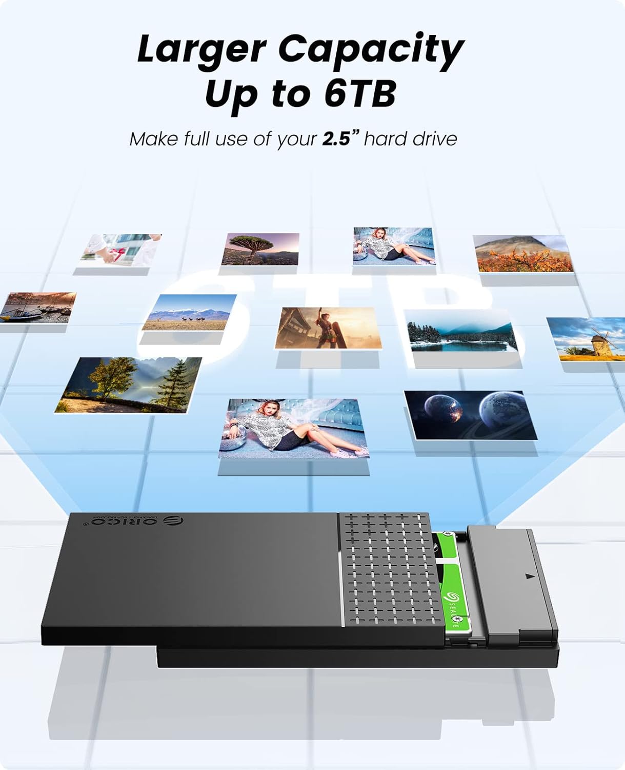 ORICO USB C External SSD Hard Drive Enclosure, USB 3.1 to SATA III Hard Drive Enclosure (2526C3-V1)