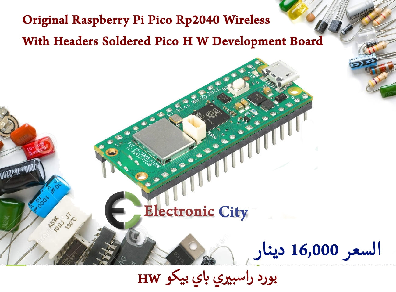 Original Raspberry Pi Pico Rp2040 Wireless With Headers Soldered Pico H W Development Board 012673