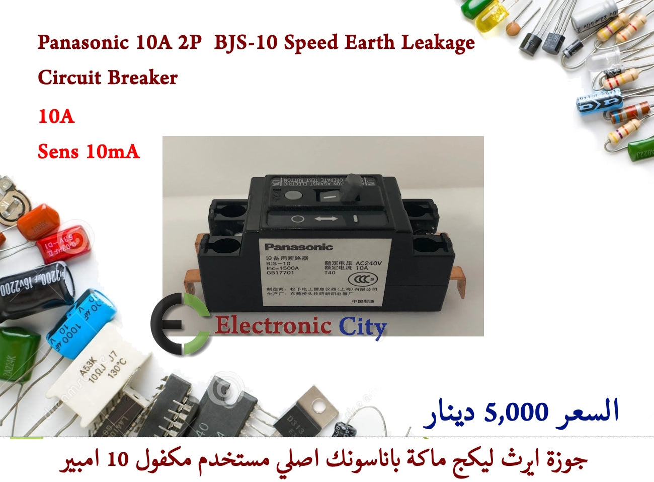 Panasonic 10A 2P BJS-10 Speed Earth Leakage Circuit Breaker