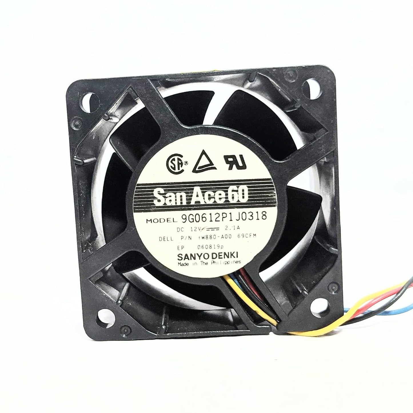 Sanyo Denki 9G0612P1J0318 Server - Square Fan 60x60x38mm, 4-wire, 12V 2.1A (Black) 55864