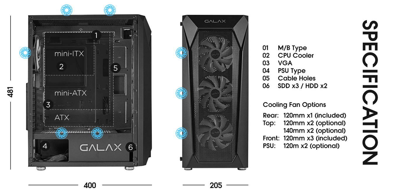 Galax Revolution -5 ARGB 4 Fan Black