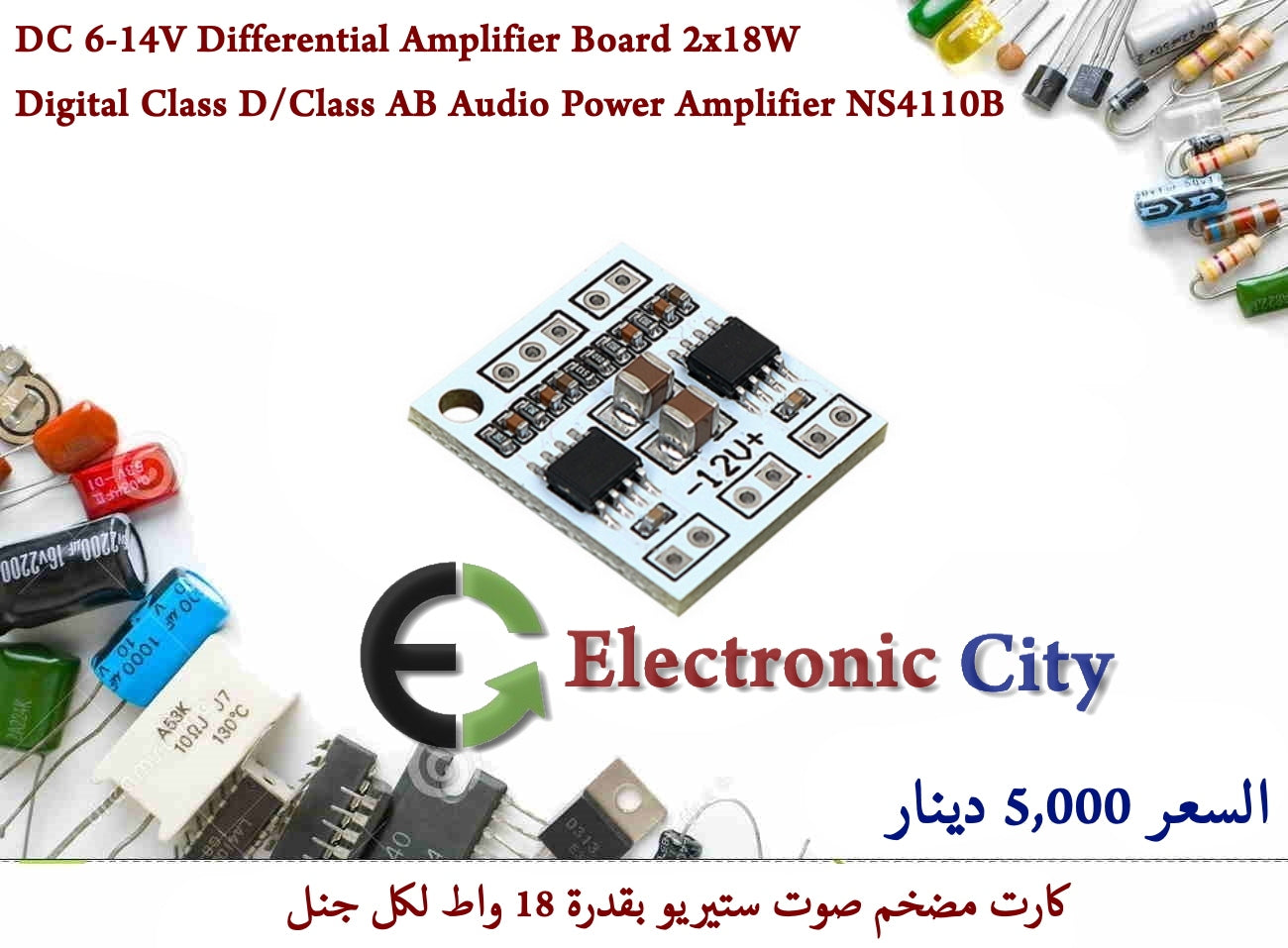 DC 6-14V Differential Amplifier Board 2x18W NS4110B #L9 010685