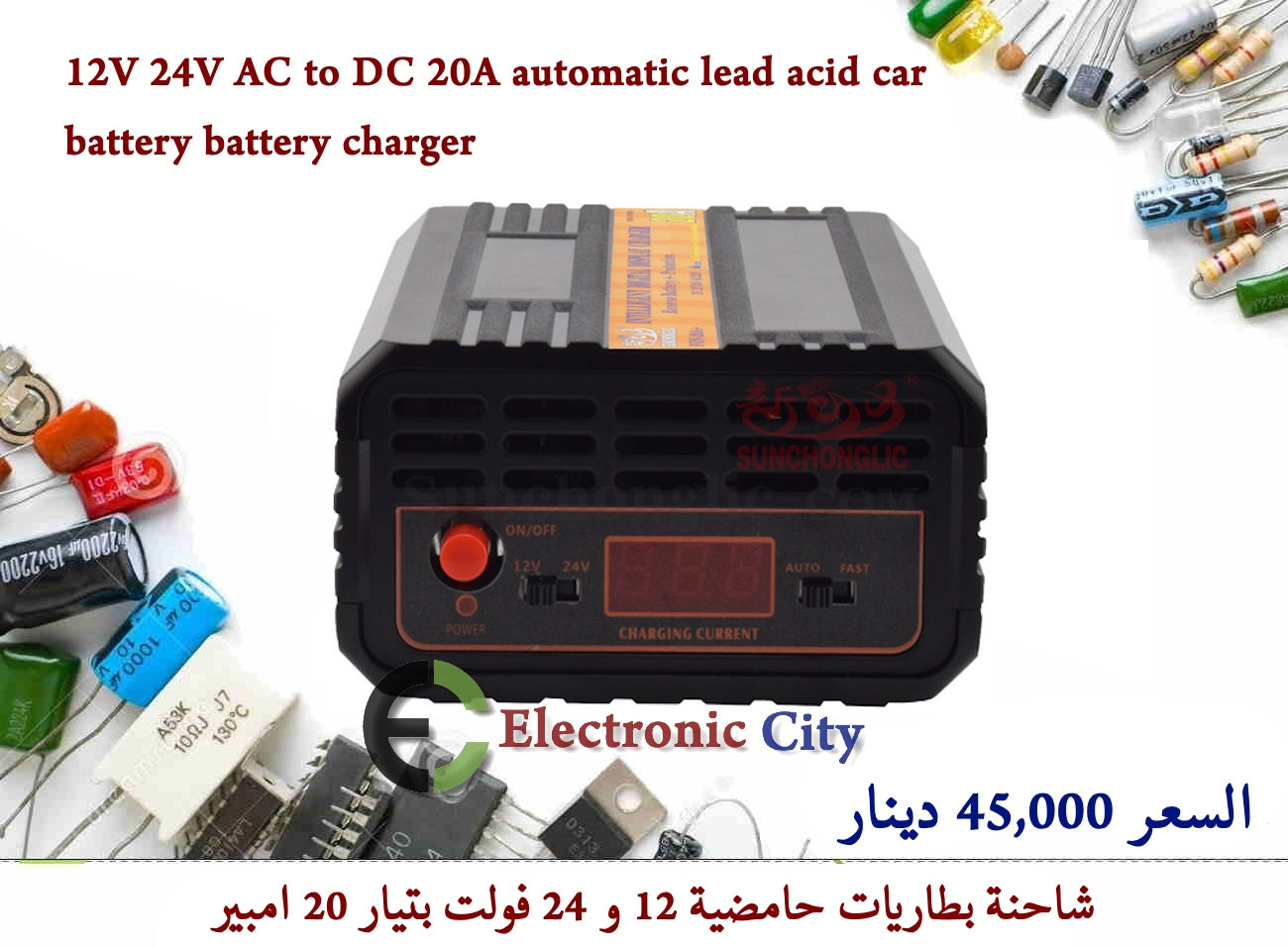 12V 24V AC to DC 20A automatic lead acid car battery battery charger  1226229