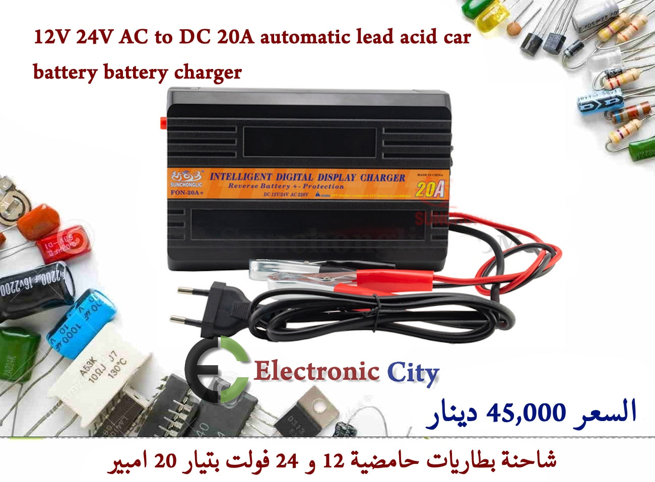 12V 24V AC to DC 20A automatic lead acid car battery battery charger  1226229