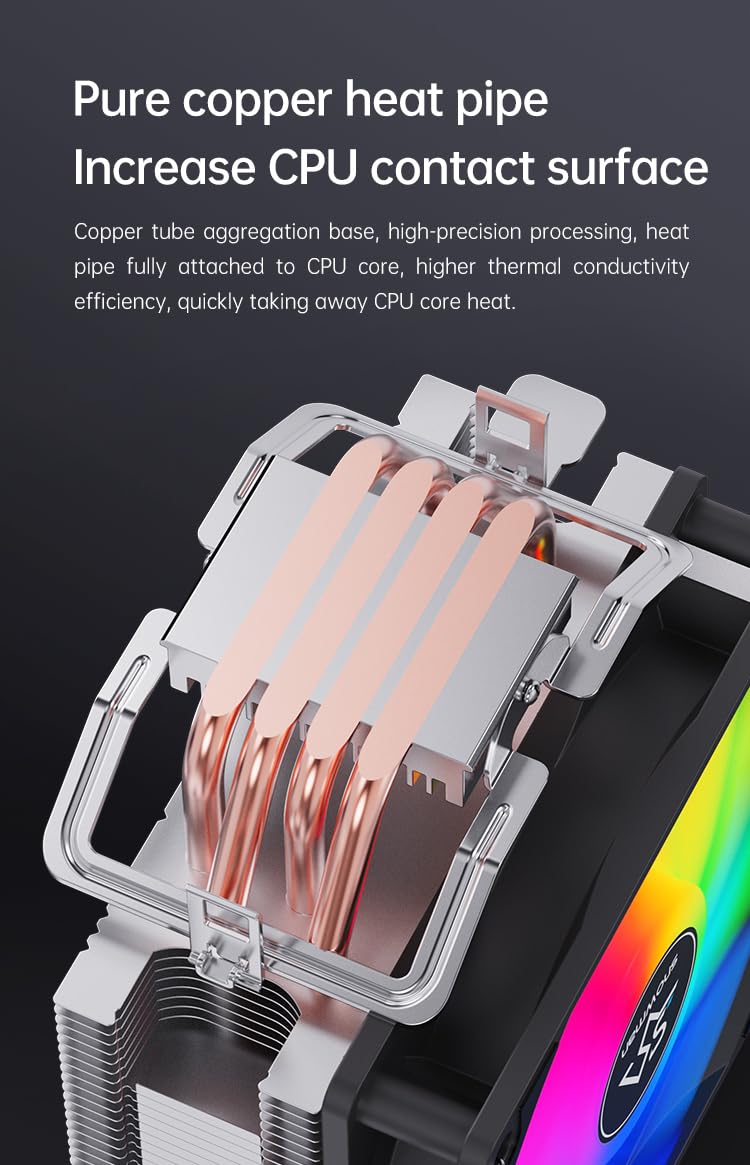 C400 CPU Air Cooler with 4 Heat Pipes, 120mm ARGB PWM Fan, Motherboard Sync ARGB Lighting, 5V 4-pin CPU Cooler, Compatible with AMD RyzenIntel LGA 1700115X