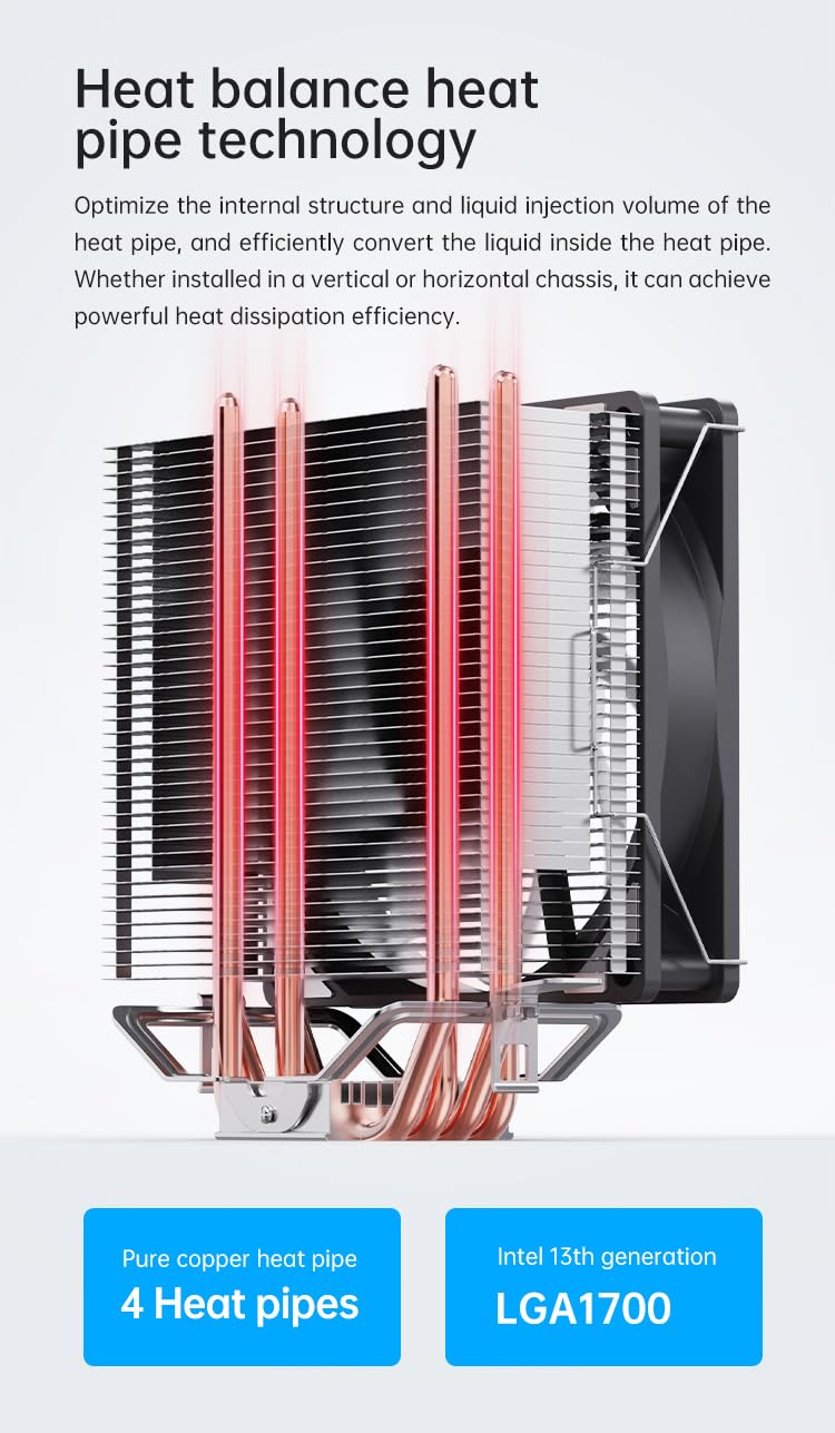 C400 CPU Air Cooler with 4 Heat Pipes, 120mm ARGB PWM Fan, Motherboard Sync ARGB Lighting, 5V 4-pin CPU Cooler, Compatible with AMD RyzenIntel LGA 1700115X