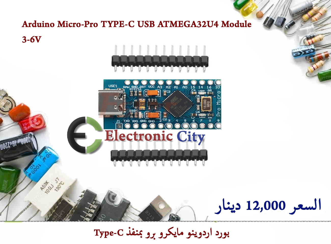 Arduino Micro-Pro TYPE-C USB ATMEGA32U4 Module 3-6V 12245 – Electronic ...