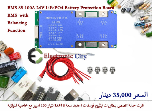 BMS 8S 100A 24V LiFePO4 Battery Protection Board BMS  with Balancing Function