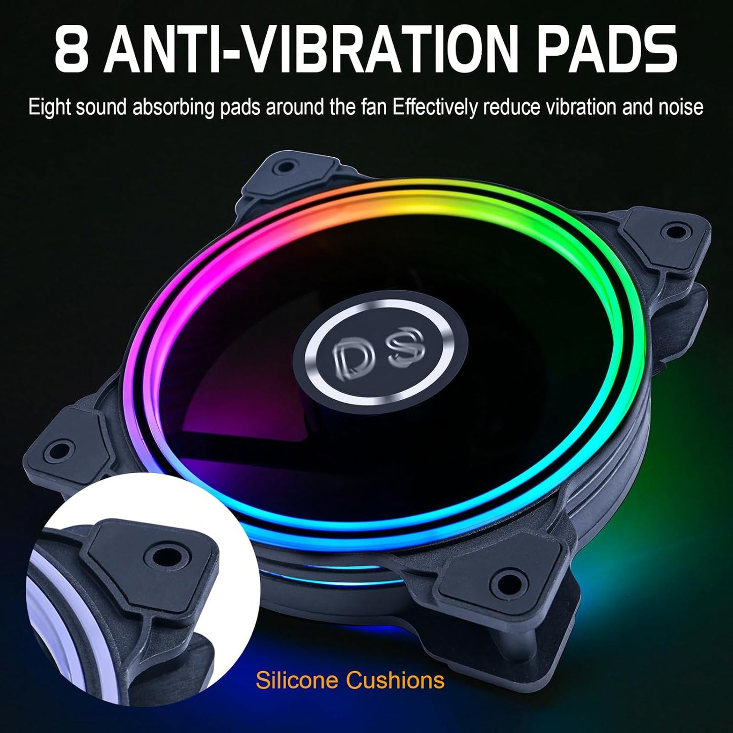 DS 120MM LED Addressable RGB Case Fan with Controller for Computer Cases, Side Lighting for PC CASE, CPU Coolers, Radiators System (3pack RGB Fans, 2pack LED Strips, 1th Gen DS HUB Box, G Series)