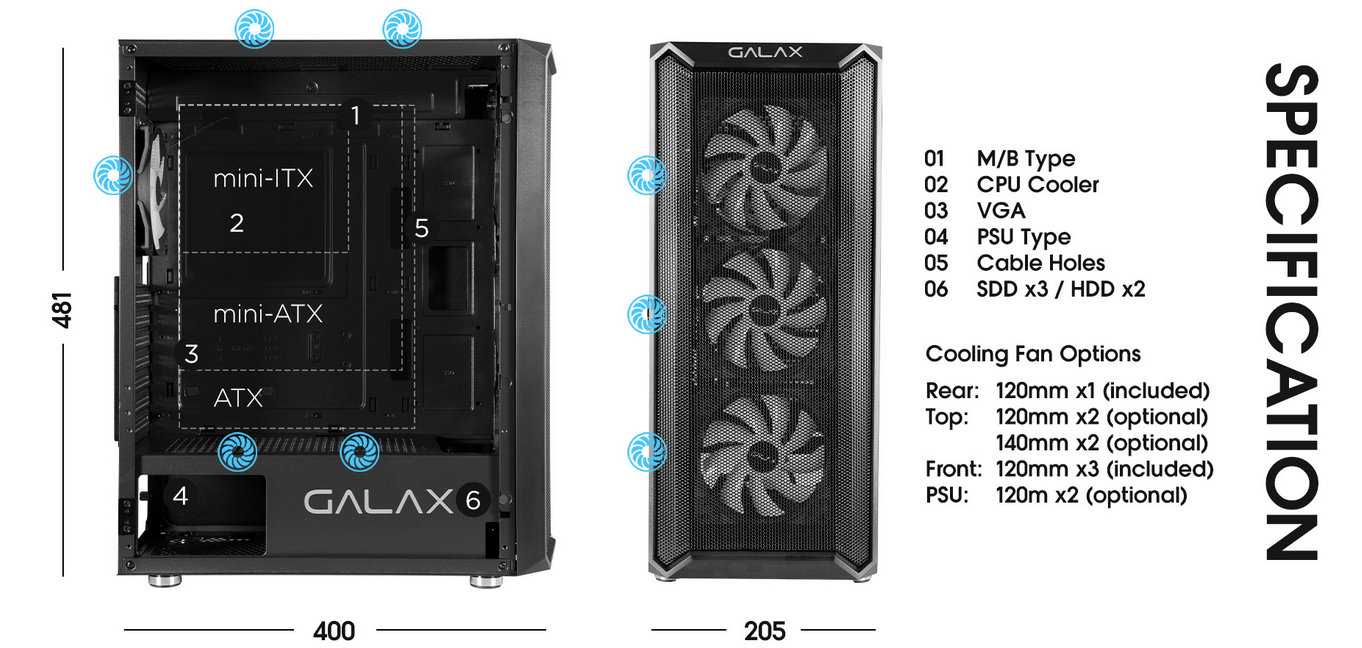 Galax Revolution -7 ARGB 4 Fan Black