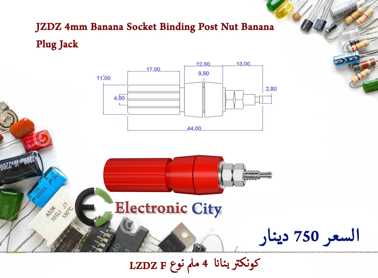 JZDZ 4mm Banana Socket Binding Post Nut Banana Plug Jack Red  #U6