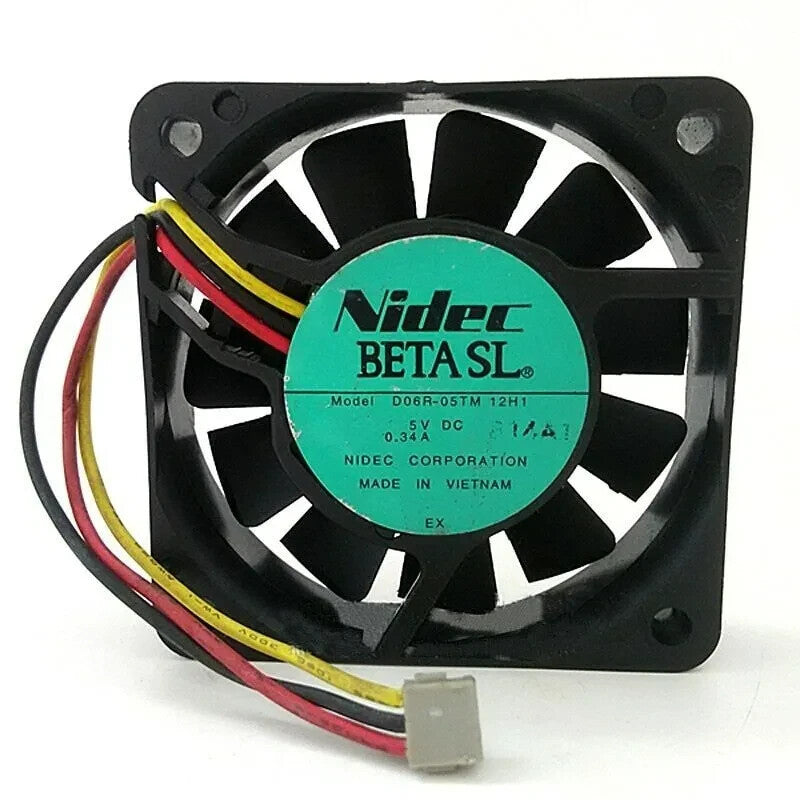 NIDEC D06R-05TM 12H1 DC5V 0.34A 6015 6cm 3-Wire Cooling Fan (Used)