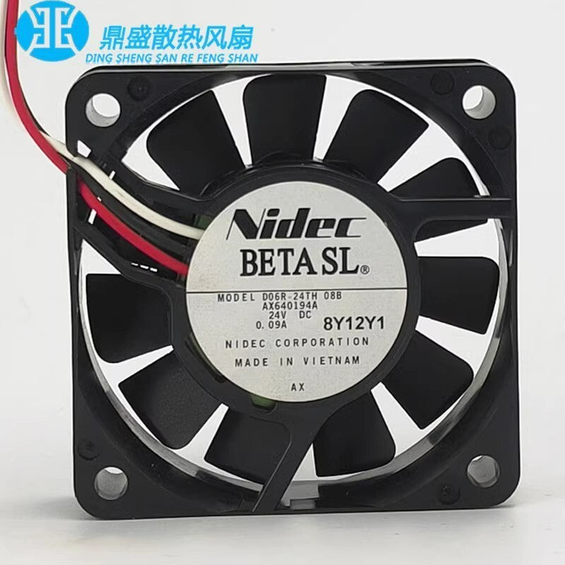 Nidec D06R-24TH 08B 6015 24V 0.09A 6CM 3-Pin Inverter Cooling Fan (Used)
