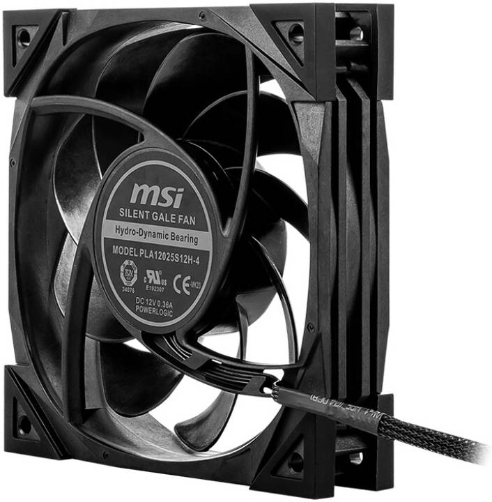 MSI MEG Silent Gale P12 Case Fan, 120mm x 120mm Fan Size, 2000 RPM Fan Speed, 56.2 PLA12025S12H-4