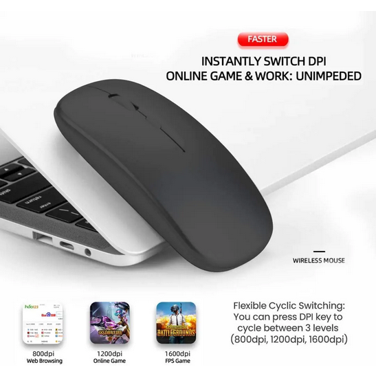 Wireless Mouse 2.4G Bluetooth Mouse Rechargeable Silent Mouse USB & Type-c Receiver Dual Mode LED Mouse Laptop Mouse for Computer MacBook iPad iPhone