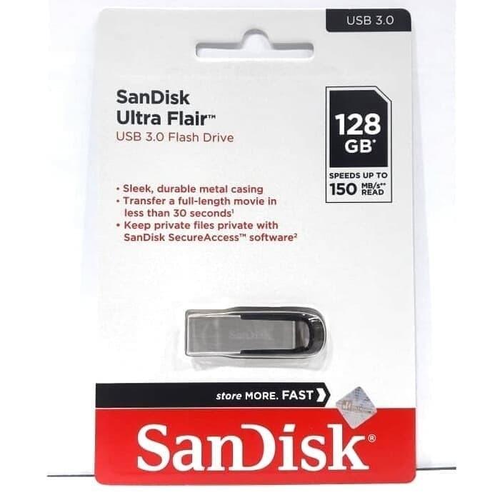SanDisk Ultra Flair Flashdisk 128GB USB 3.0, 150mbs