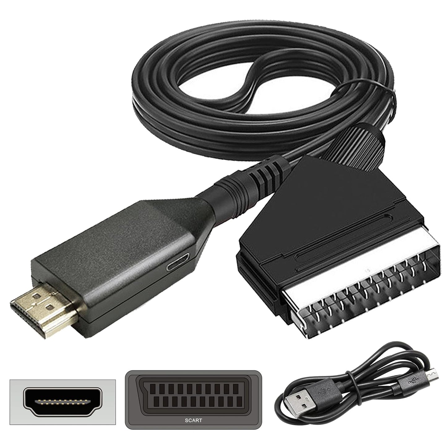 Scart to HDMI Cable Adapter, Video Audio Converter, SCART to HDMI Cable Converter
