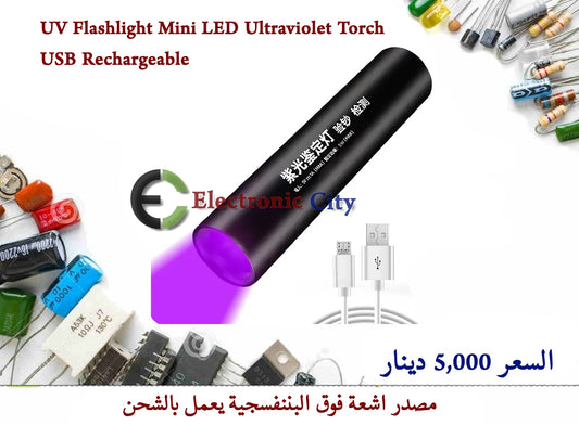 UV Flashlight Mini LED Ultraviolet Torch USB Rechargeable  #ZZ6 CDAA0020-007