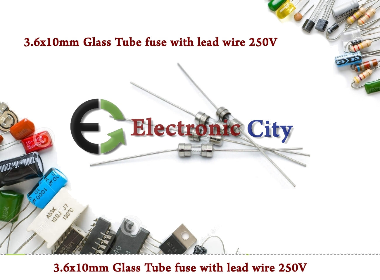 3.6x10mm Glass Tube fuse with lead wire 250V