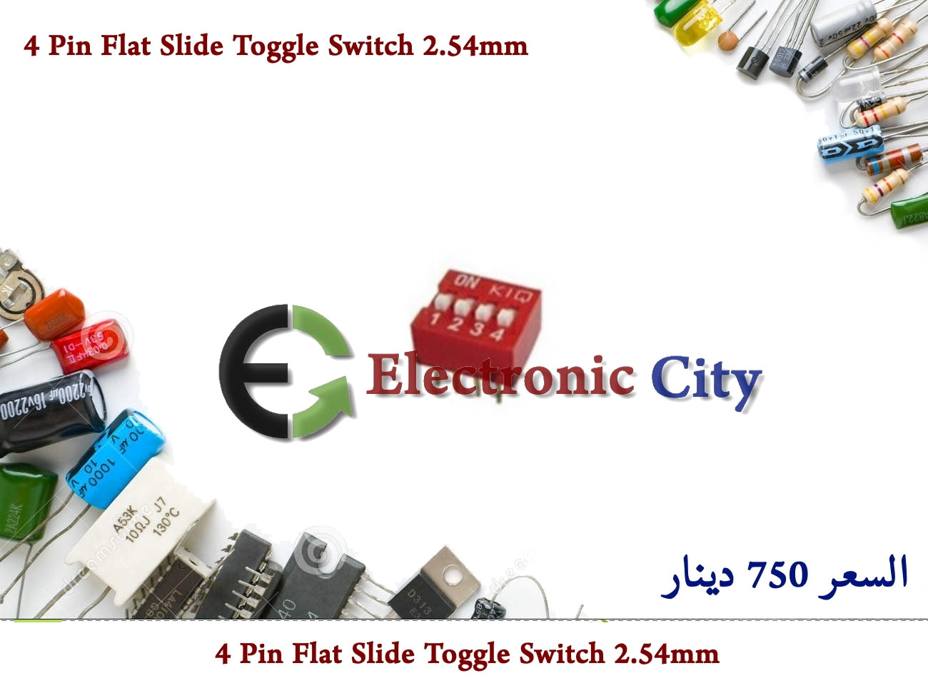 4 Pin Flat Slide Toggle Switch 2.54mm