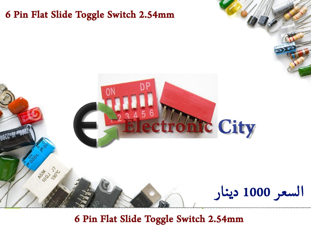 6 Pin Flat Slide Toggle Switch 2.54mm