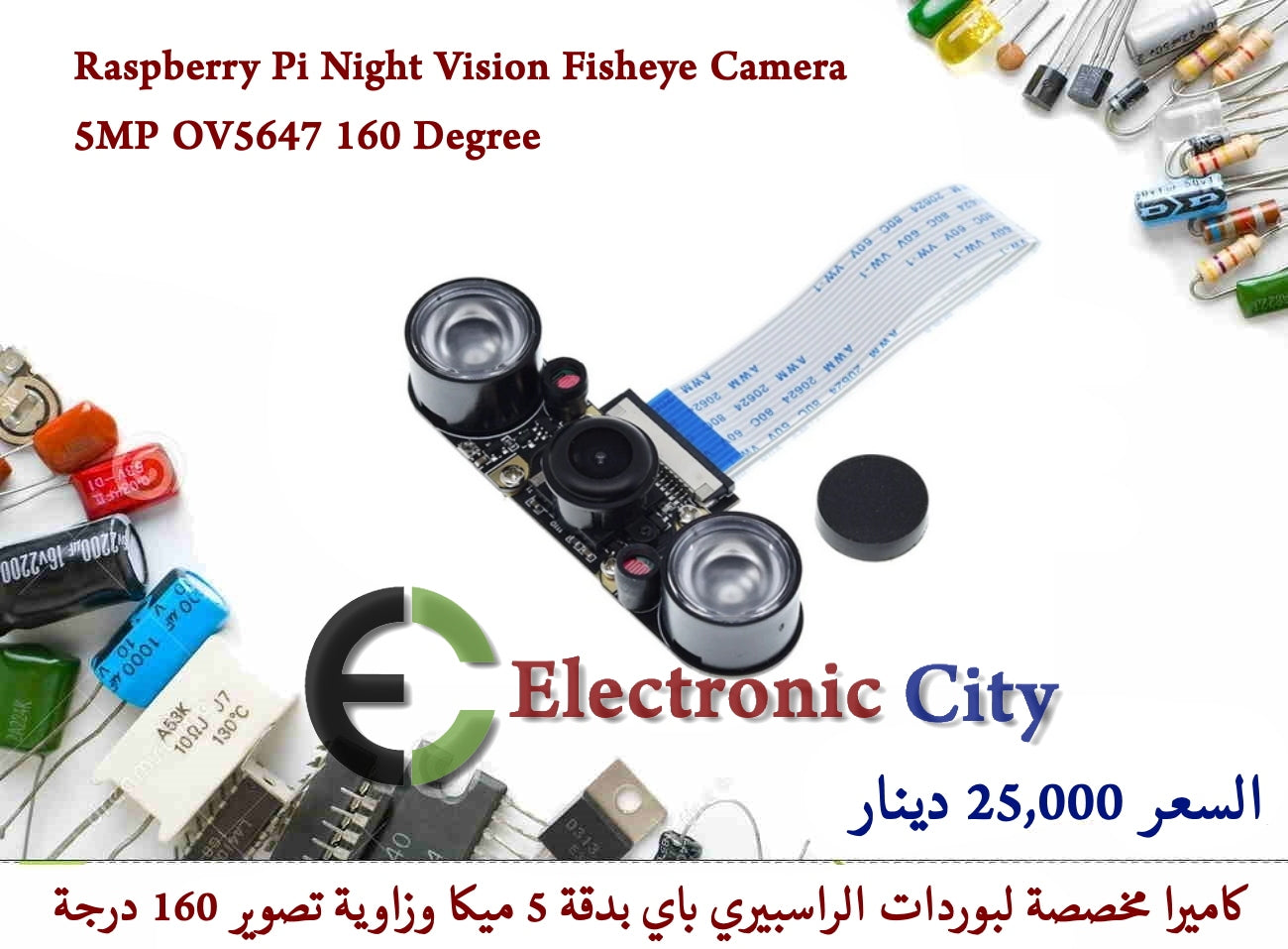 Raspberry Pi Night Vision Fisheye Camera 5MP OV5647 160 Degree